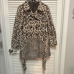 Cheetah/Leopard Print Women's Mid Thigh Trench Coat